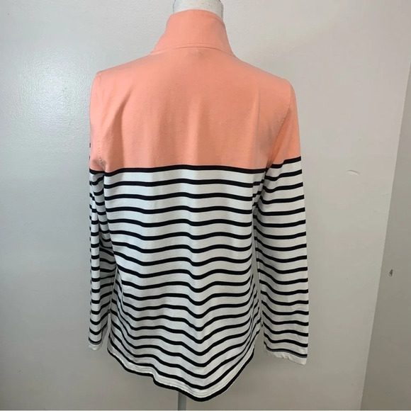 T by Talbots Top Sweatshirt Woman Medium  Long Sleeve Stripe Stretch Pockets - Picture 6 of 12